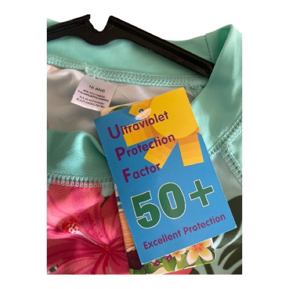 NWT, Girls size 16, floral Swim Top, UPF‎ 50+ - Picture 4 of 6